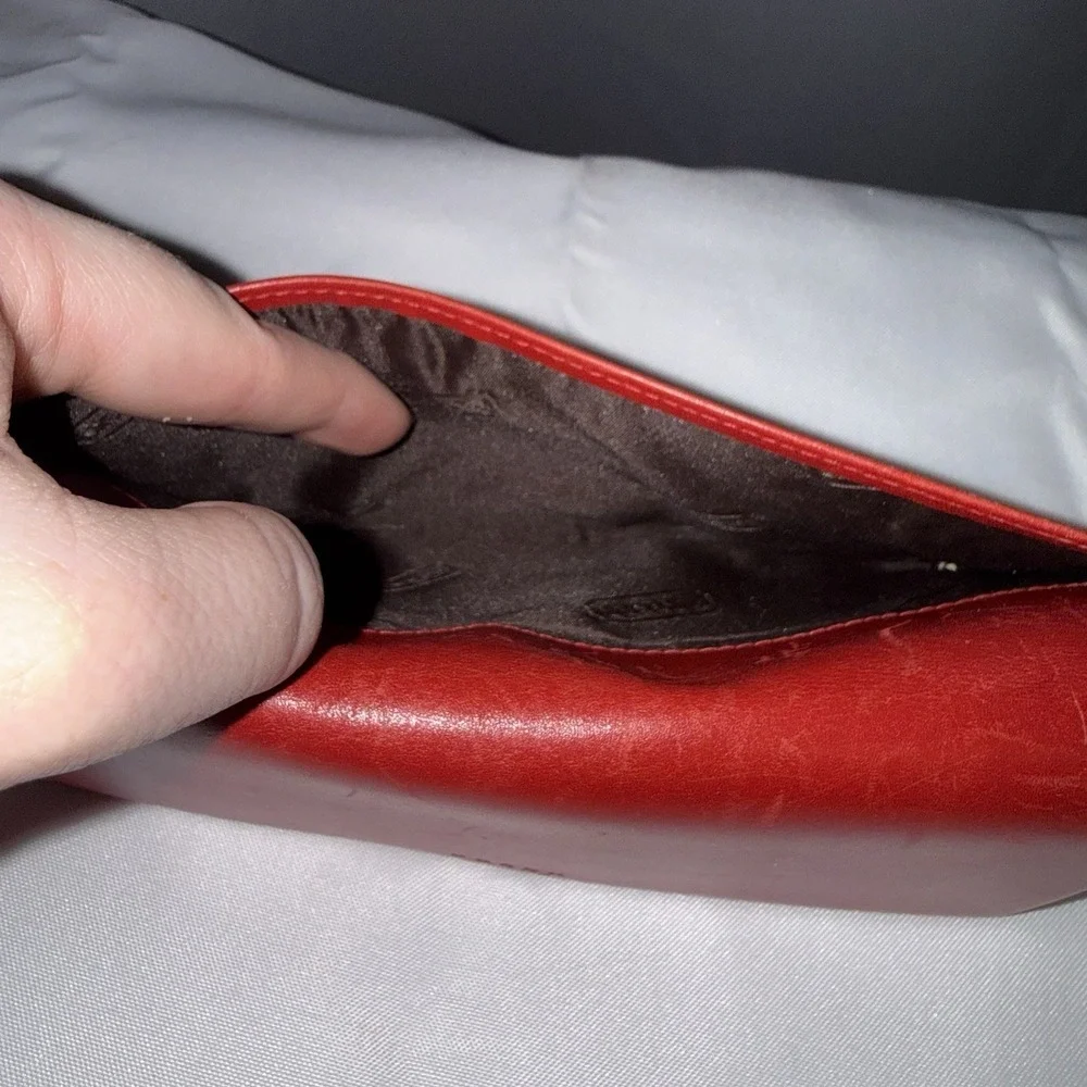 Coach Vintage Red Leather Bifold Credit Card Case Holder Wallet Made In Spain